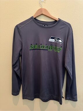 NFL Seattle Seahawks Gray Long-Sleeve Tee with Neon Green Logo